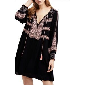 Free People Black Tunic Dress with Pink Trim